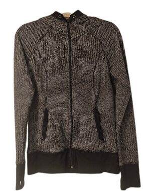 5/$50 Eddie Bauer Black & White Textured Zip Hoodie